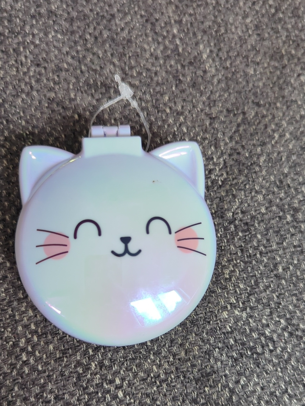 Cute Cat Face Compact Mirror - White with Pink Cheeks